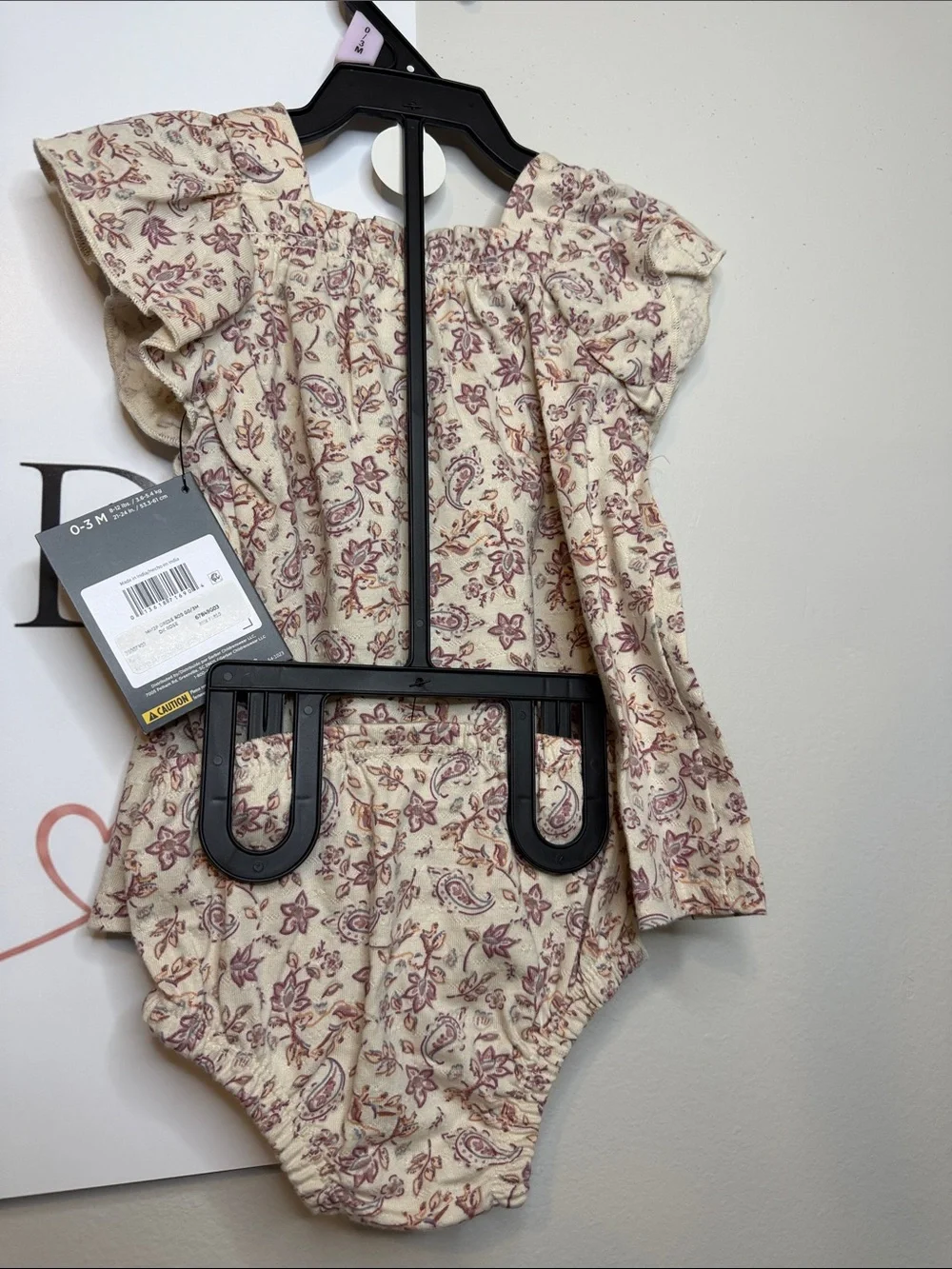modern moments Floral Paisley Cream and Mauve Baby Dress Set